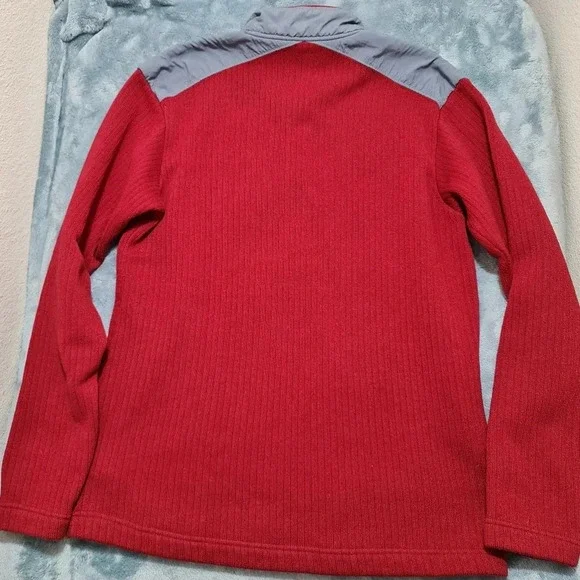 Columbia Sweater Men's Large Maroon Red Grey Bulkhead Drop Zip - Picture 3 of 9